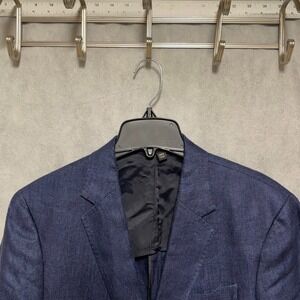 Banana Republic Blazer Men 38S Blue Herringbone Linen Slim Surgeon Cuffs Luxury